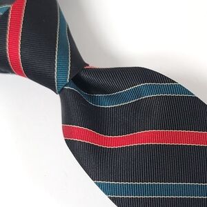 BROOKS BROTHERS Mens Tie, ALL SILK, Color Black & Red Striped, Made In USA